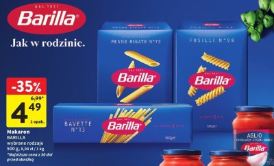 Makaron BARILLA wybrane rodzaje promocja w Intermarche