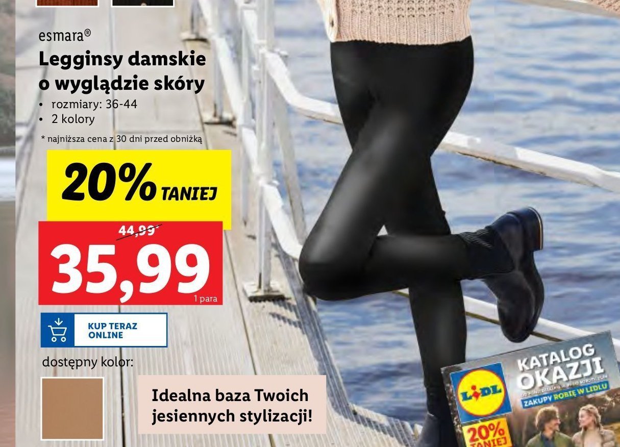 Legginsy damskie o wyglądzie skóry 36-44 Esmara promocja