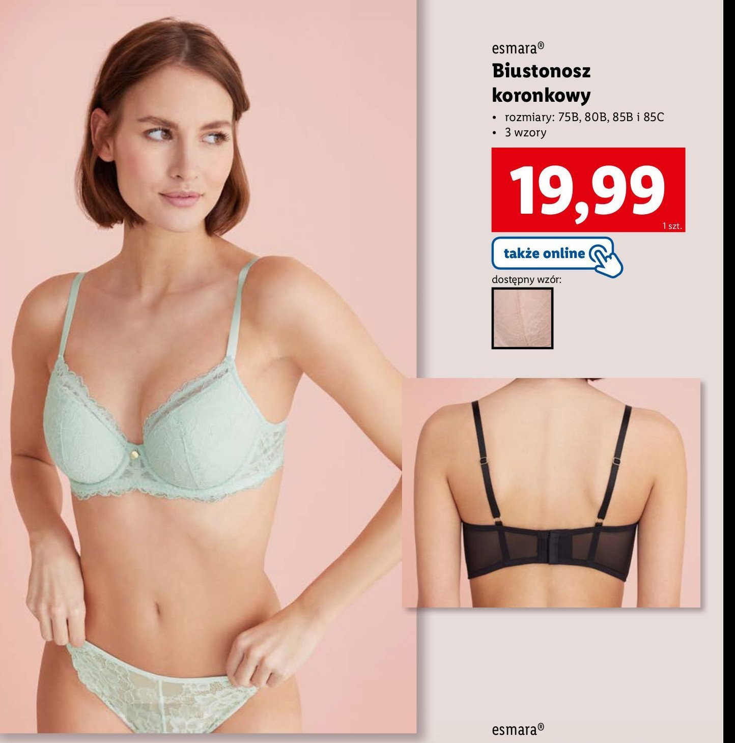 Biustonosz damski koronkowy 75b-85c Esmara promocja