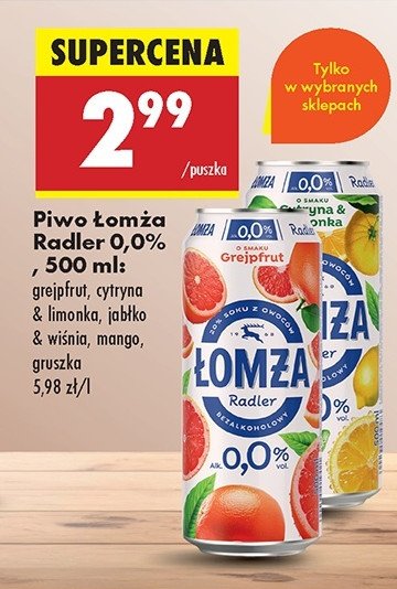Piwo ŁOMŻA RADLER 0.0% GREJPFRUT promocja