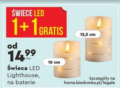 Świeca LED Lighthouse na baterie SHUKEE 10 cm promocja w Biedronka