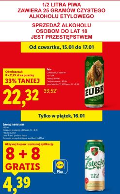 Piwo Żubr 8 x 500 ml promocja w Lidl