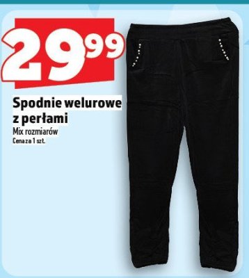 Spodnie welurowe z perłami promocja w TOPAZ