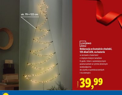 Dekoracja w kształcie choinki, 125 diod LED, na baterie promocja w Lidl