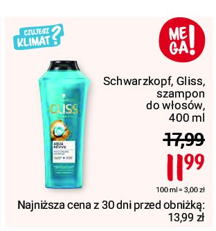 Szampon do włosów GLISS KUR AQUA REVIVE promocja w Rossmann
