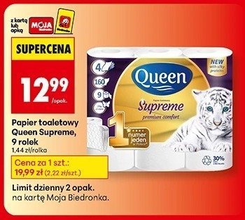 Papier toaletowy Queen Supreme, 9 rolek promocja w Biedronka