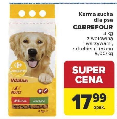 Karma sucha dla psa z wołowiną promocja w Carrefour