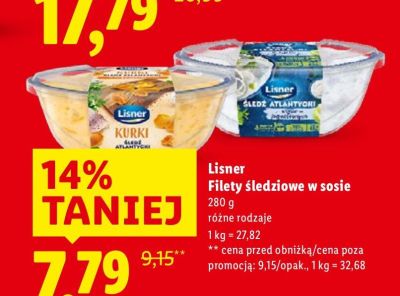 Filety śledziowe w sosie Lisner promocja w Lidl