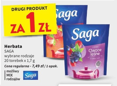 Herbata wybrane rodzaje Saga promocja w Intermarche