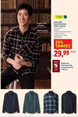 Koszula flanelowa męska z bawełny rozmiary: M-XL  promocja w Lidl