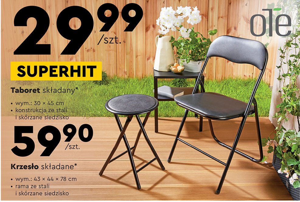 Taboret sk艂adany 30 x 45 cm Ole promocja