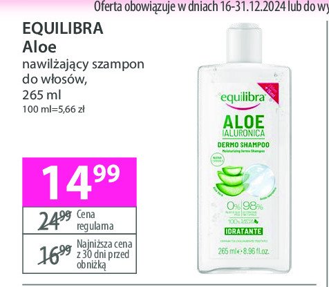 Szampon do włosów Equilibra aloe promocja