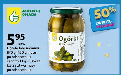 Ogórki konserwowe Podniesiony kciuk promocja w Auchan