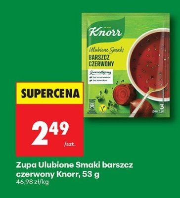 Zupa ulubione smaki barszcz czerwony Knorr 53 g promocja w Biedronka