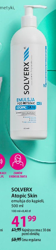 Emulsja myjąca pod prysznic atopic skin Solverx promocja