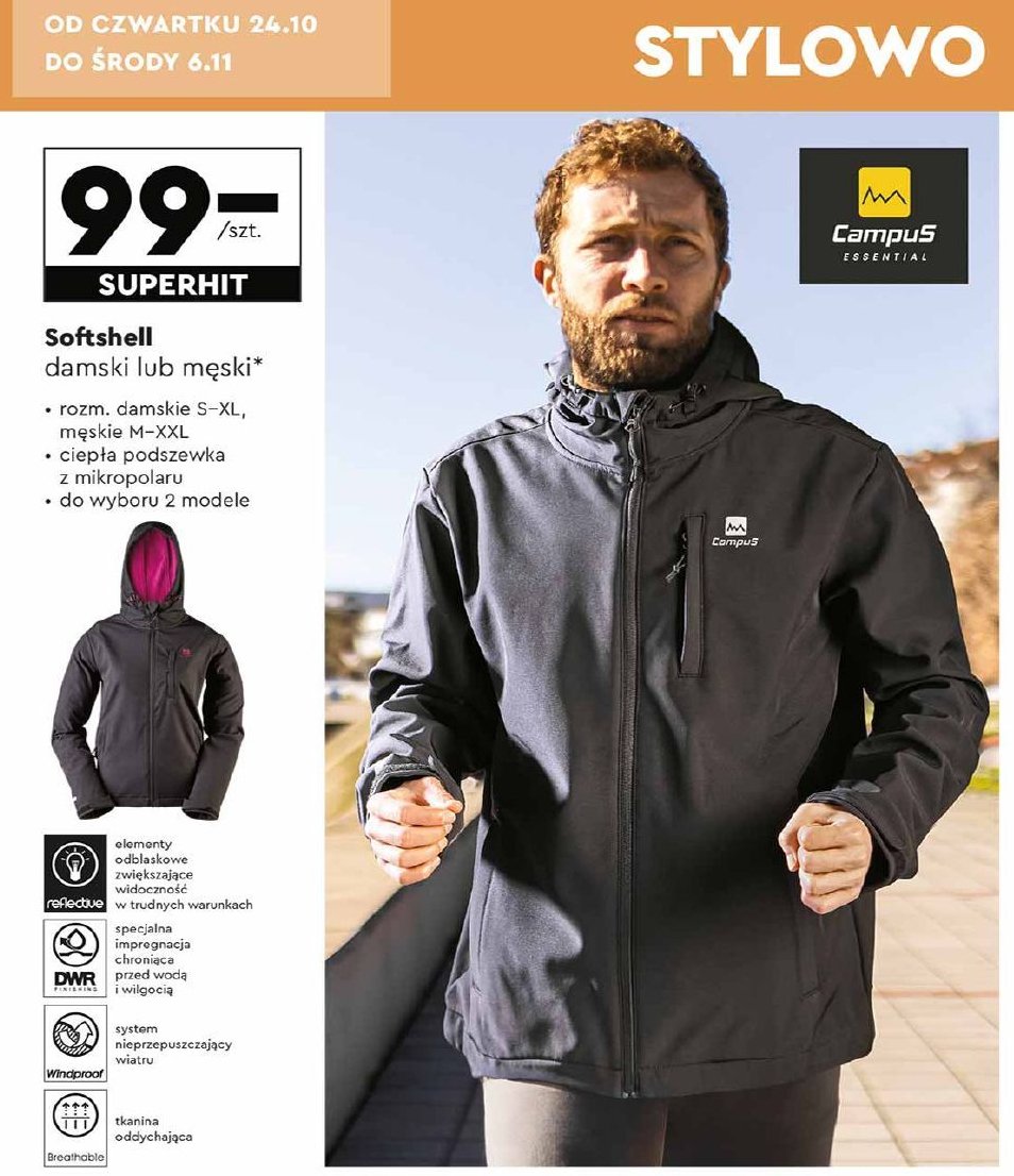 Kurtka softshell męska m-xxl CAMPUS promocja