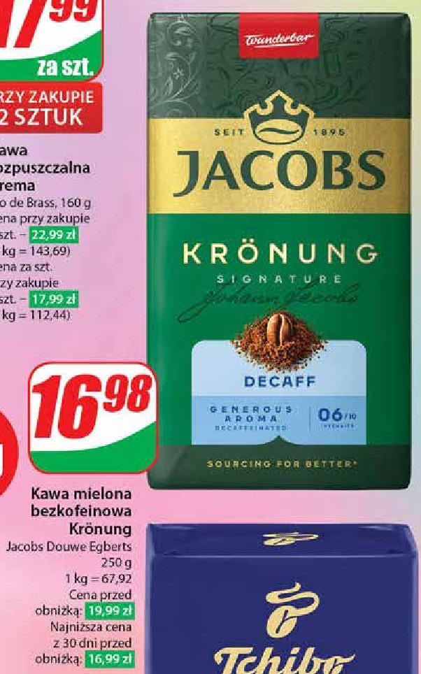 Kawa Jacobs kronung decaf promocja w Dino