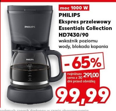 Ekspres przelewowy PHILIPS Essentials Collection HD7430/90 promocja w Kaufland