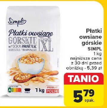 Płatki owsiane górskie Simpl promocja