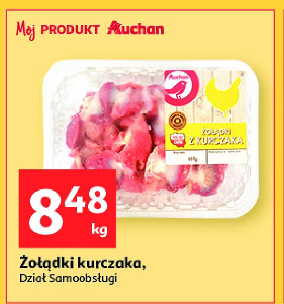 Żołądki z kurczaka z grzędy Auchan pewni dobrego promocja