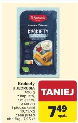 Krokiety U JĘDRUSIA z kapustą z mięsem, z serem i pieczarkami promocja w Carrefour