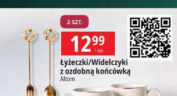 Łyżeczki deserowe z ozdobną końcówką boże narodzenie Altom design promocja w Leclerc