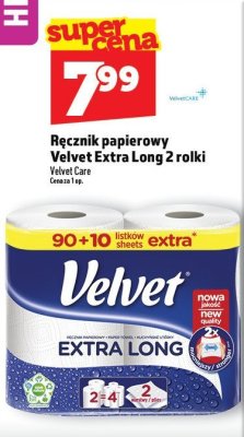 Ręcznik papierowy Velvet Extra Long 2 rolki promocja w TOPAZ