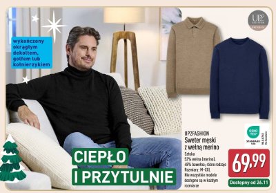 Sweter męski z wełną merino UP2FASHION promocja w Aldi