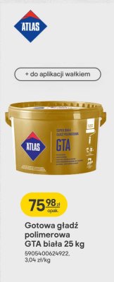 Gotowa gładź polimerowa GTA biała 25 kg promocja w Castorama
