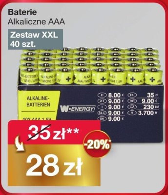 Baterie alkaliczne AAA W-Energy Zestaw XXL 40 szt. promocja w Woolworth