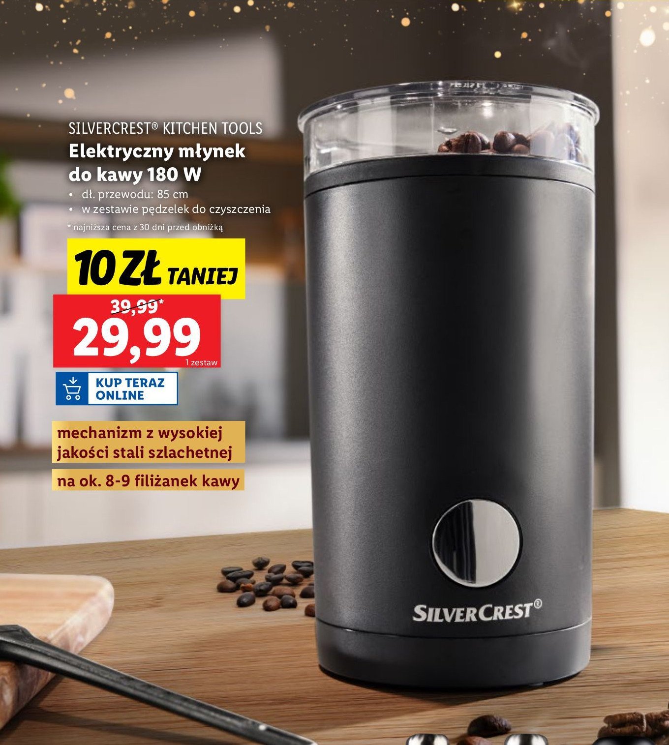 Elektryczny młynek do kawy 180 w Silvercrest promocja