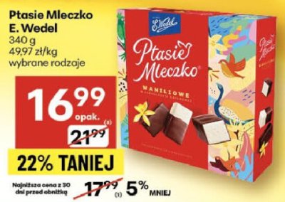Czekolada Ptasie Mleczko E. Wedel 340g promocja w Delikatesy Centrum