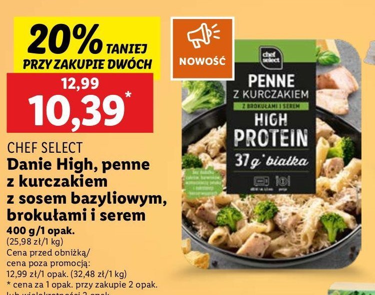 Danie penne z kurczakiem Chef select promocja