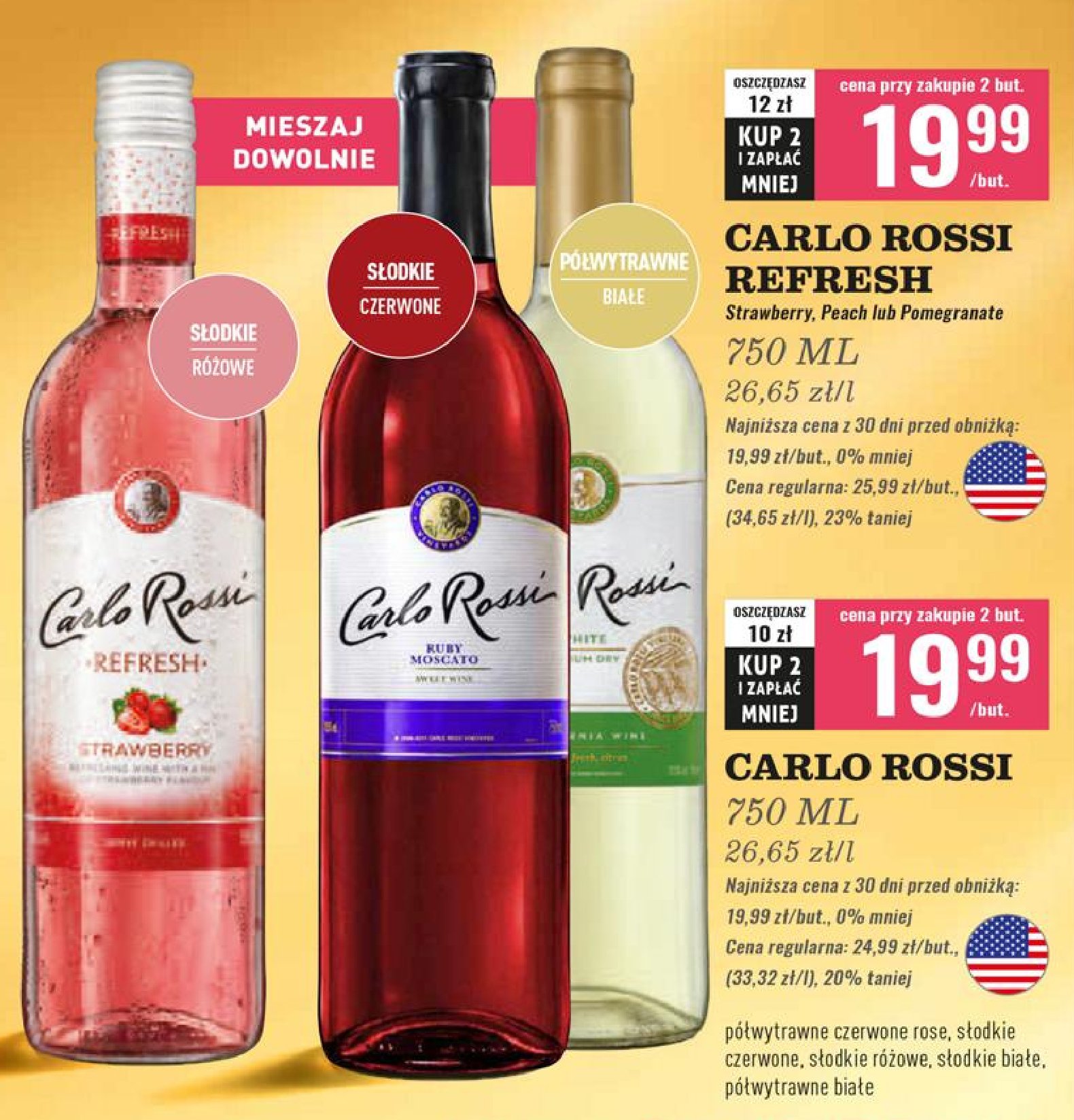 Wino CARLO ROSSI SWEET PINK promocja