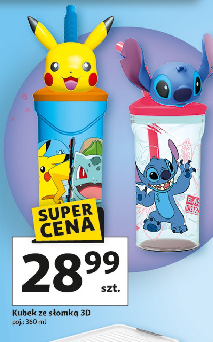 Kubek ze słomką 3d 360 ml pokemon promocja w Auchan