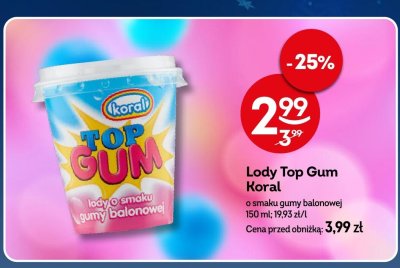 Lody Top Gum Koral o smaku gumy balonowej promocja w Żabka