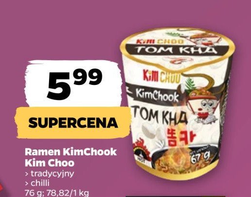 Danie ramen chilli Kim chook promocja w Netto