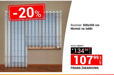 Firana Żakardowa 500x250 cm montaż na żabki promocja w Merkury Market