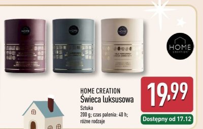 Świeca luksusowa HOME CREATION promocja w Aldi
