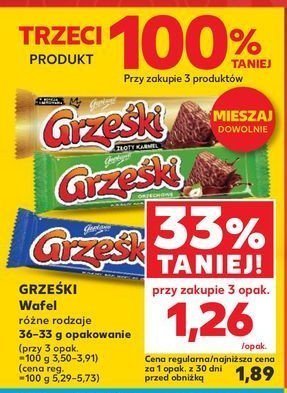 Wafelek kakaowy w czekoladzie deserowej Grze艣ki promocja