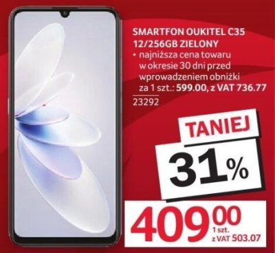 Smartfon OUKITEL C35 12/256GB zielony promocja w Selgros