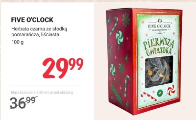 Herbata czarna ze słodką pomarańczą, liściastą FIVE O'CLOCK promocja w Rossmann