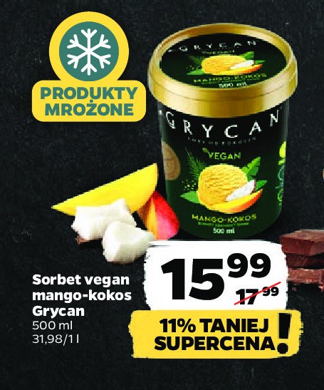 Lody mango-kokos Grycan vegan promocja