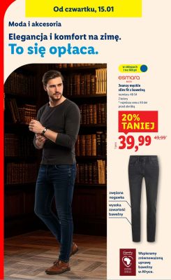Jeansy męskie slim fit z bawełną  promocja w Lidl