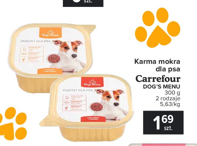 Pasztet dla psa z kurczakiem i wątróbką Carrefour dog's menu promocja