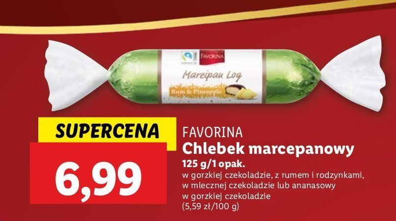 Chlebek marcepanowy w ciemnej czekoladzie Favorina promocja w Lidl