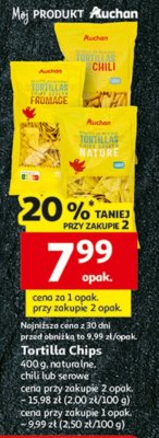 Tortilla chips Auchan, naturalne, chili lub serowe promocja w Auchan