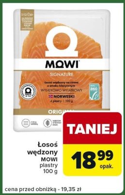 Łosoś wędzony Mowi Signature plastry 100 g promocja w Carrefour Express
