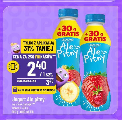 Jogurt banan-truskawka Danone ale pitny Ale danone promocja