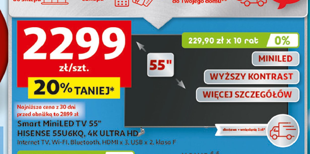 Telewizor 55" 55u6kq HISENSE promocja